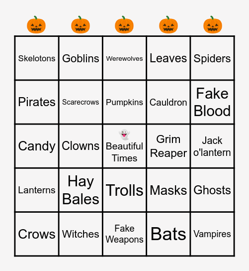 Halloween Bingo! Bingo Card