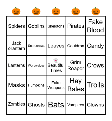 Halloween Bingo! Bingo Card