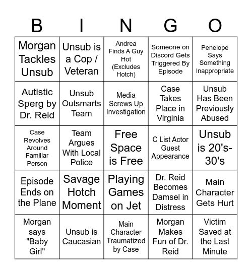 Criminal Minds Bingo Card