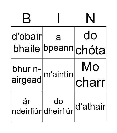 Biongó Bingo Card