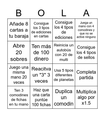 Bola Bingo Latro Bingo Card