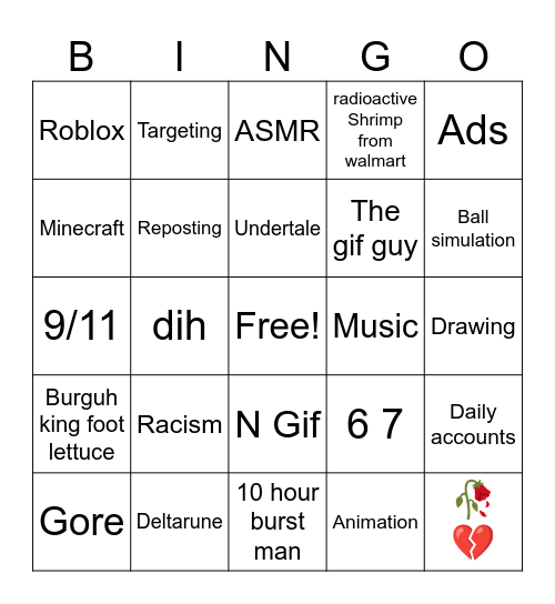 Radioactive rubber bananas from walmart Bingo Card