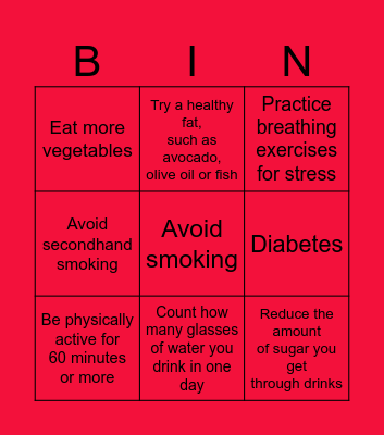 SNG1 Healthy heart bingo Card