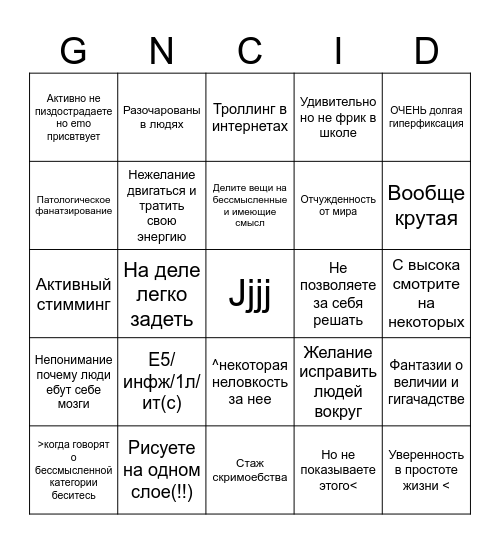 TatyanaGenocideBINGO Card