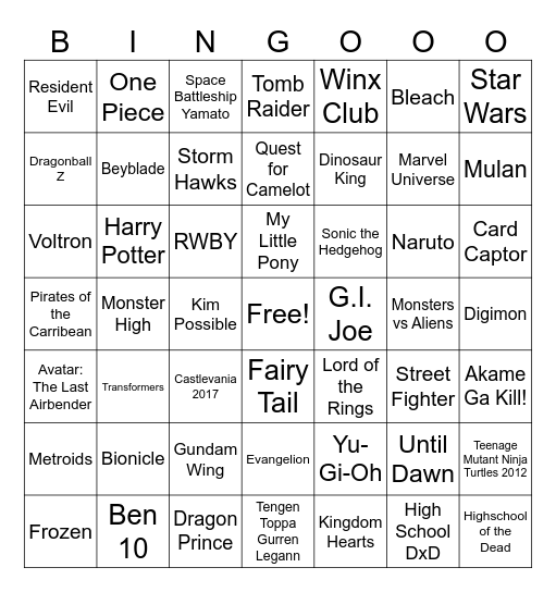 ashxryuko35 canons Bingo Card