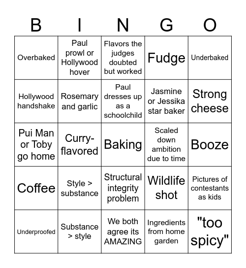 Bread & Back to School Week Bingo Card