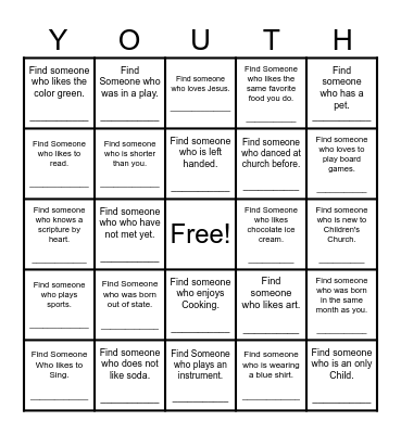 Find Someone Who Bingo Card