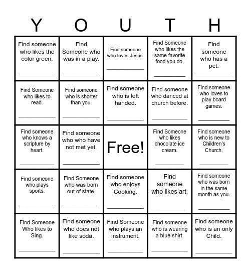 Find Someone Who Bingo Card