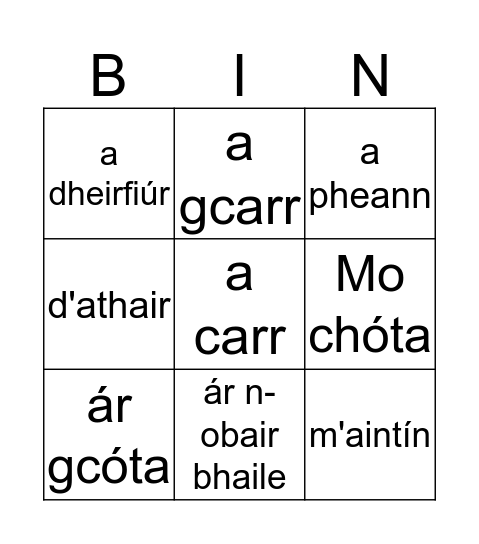 Biongó Bingo Card