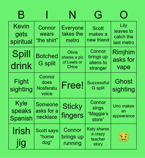 Stylish Irish Bingo Card