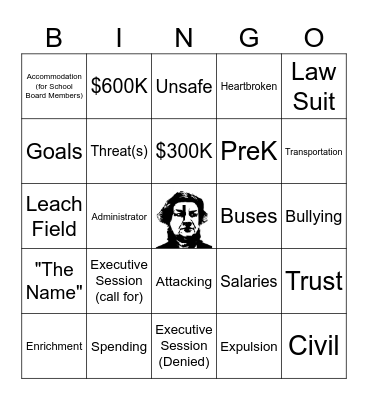 MSAD60 SCHOOL BOARD BINGO 10-2-2025 Bingo Card