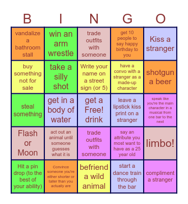 Selebrating Sara Bingo Card