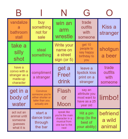 Selebrating Sara Bingo Card