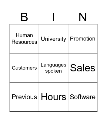 Job Interviews Bingo Card