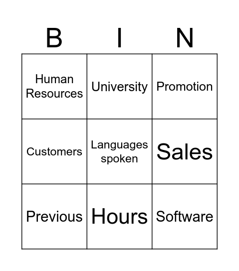 Job Interviews Bingo Card