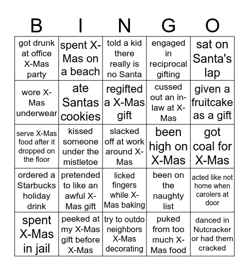 Christmas Bingo Card