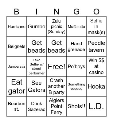 NOLA Bingo Card