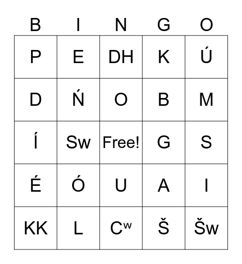 Untiter Alphabet Bingo Card