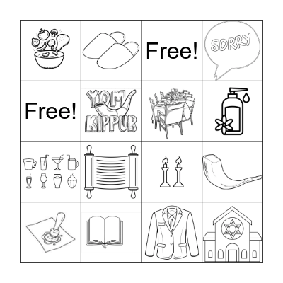Yom Kippur Bingo Card