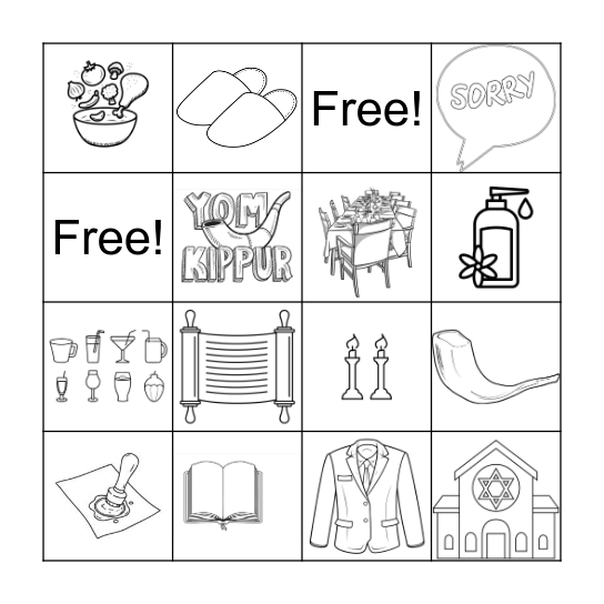 Yom Kippur Bingo Card