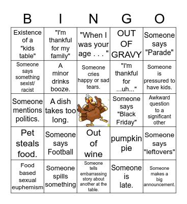 HAPPY THANKSGIVING!! Bingo Card