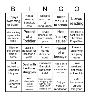 Find Someone Who... Write their Name Bingo Card