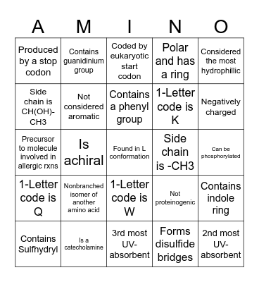 AA Bingo Card