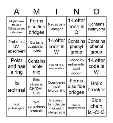 AA Bingo Card