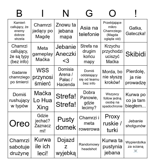 PUBG CHICKEN BINGO Card