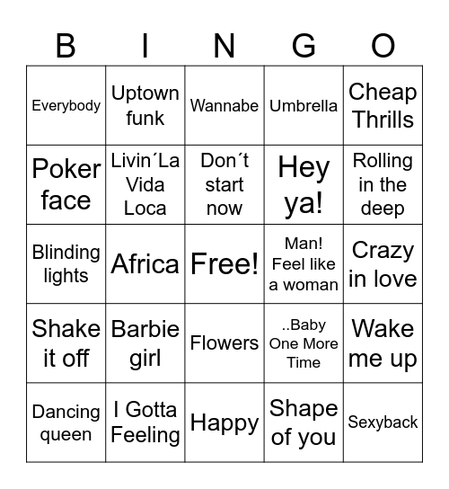 Musikk Bingo Card