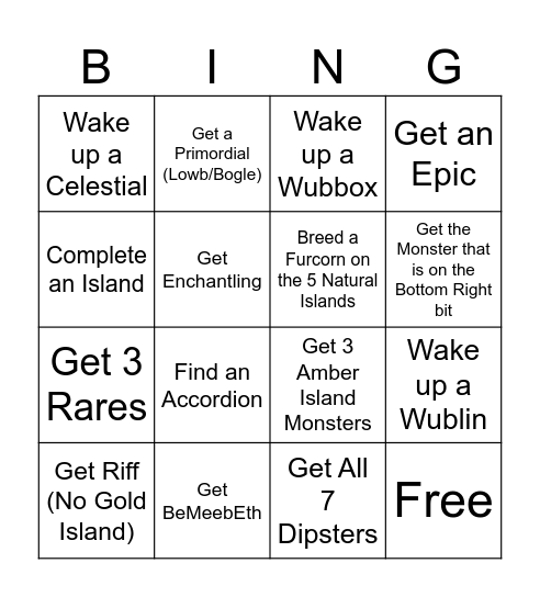 MSM Bingo Card