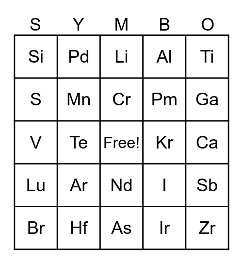 SYMBO-GAME Bingo Card