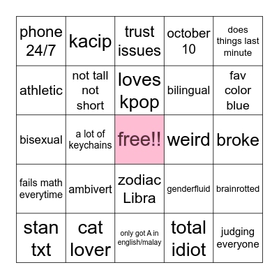 elle's bingo 😹✌️ Bingo Card