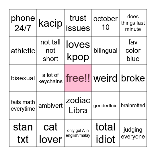 elle's bingo 😹✌️ Bingo Card