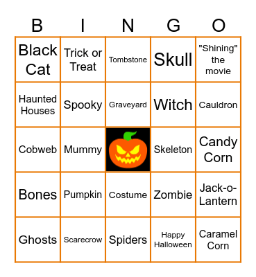 Virtual Halloween Bingo Card