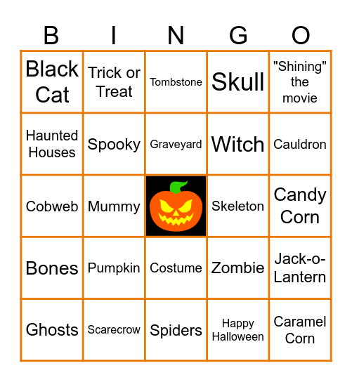 Virtual Halloween Bingo Card