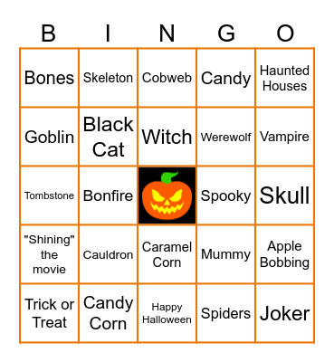 Virtual Halloween Bingo Card