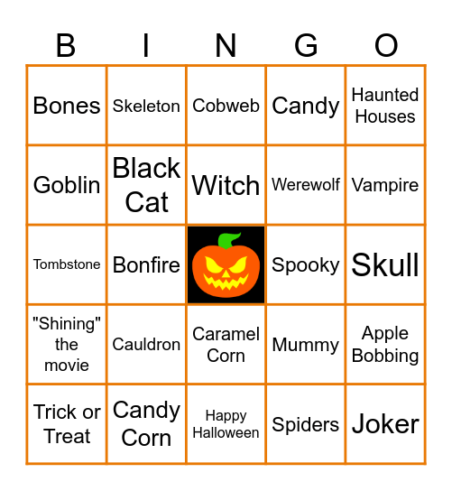 Virtual Halloween Bingo Card