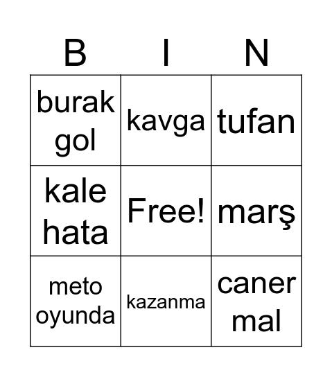 meto spor Bingo Card