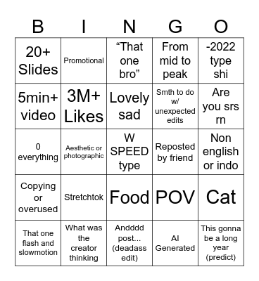 TikTok Bingo 2025 Edition Bingo Card