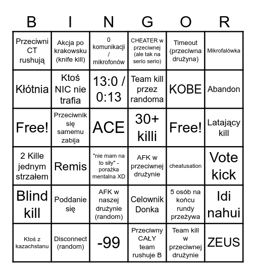 cs 2 Bingo Card