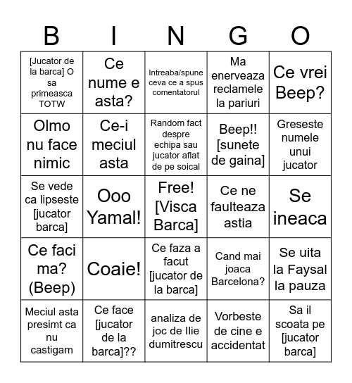 Bogdan la meci Bingo Card
