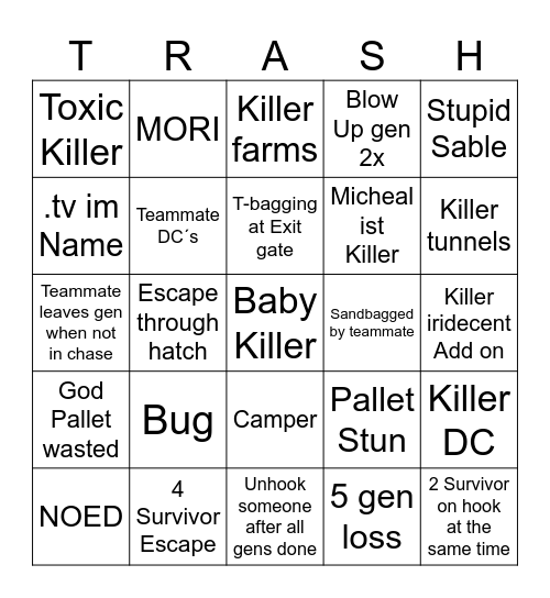 Ultimate DBD Bingo Card