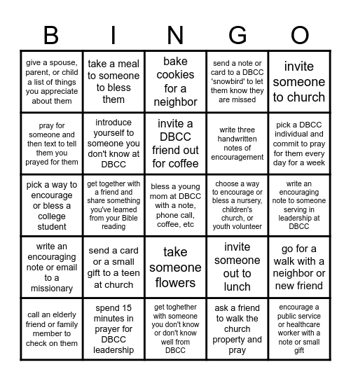 Fellowship Bingo Card