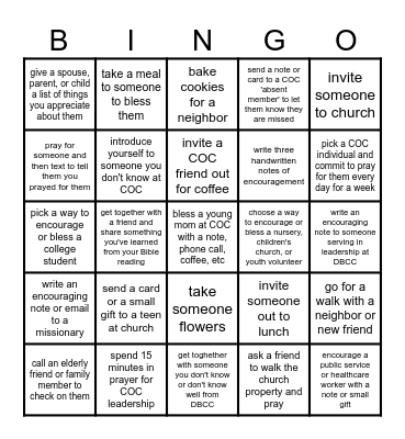 Fellowship Bingo Card