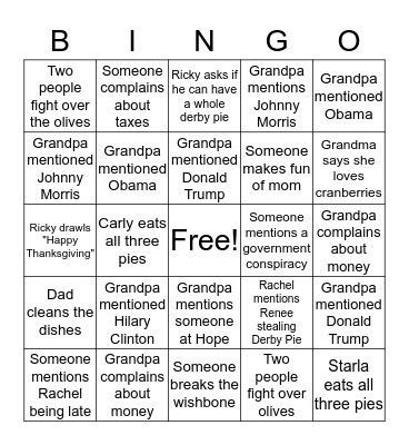 Thanksgiving Bingo Card