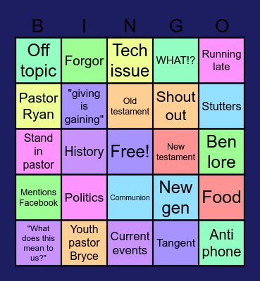 Church Bingo Card