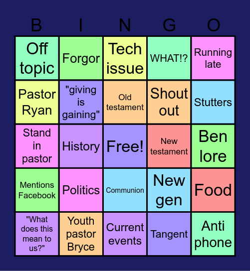 Church Bingo Card