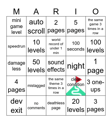 Mario maker 2 Bingo Card