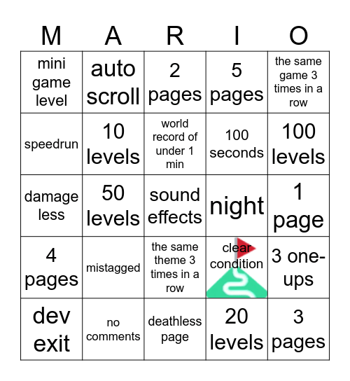 Mario maker 2 Bingo Card